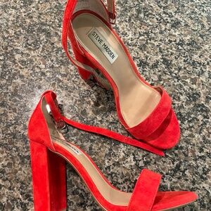 Red suede Steve Madden heels